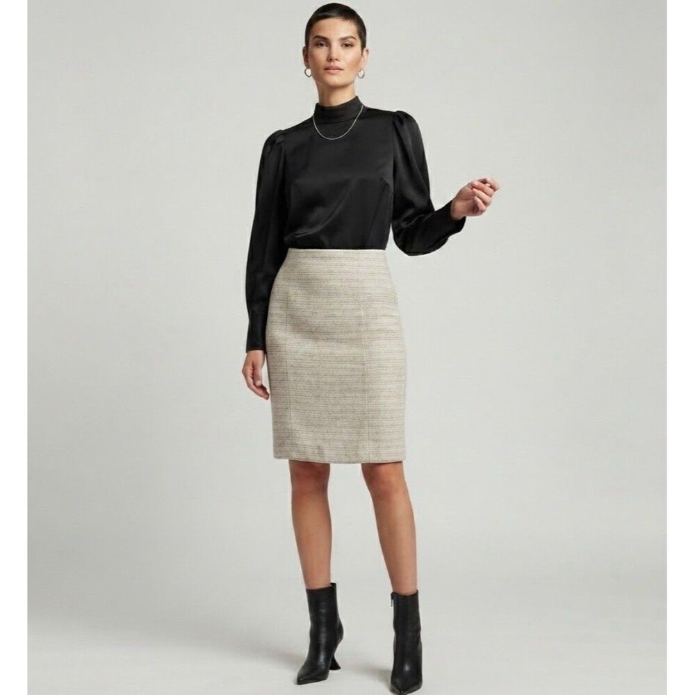 NWT Harve Benard Gray Linen Blend  Textured Weave Pencil Skirt Size 8 NEW $69